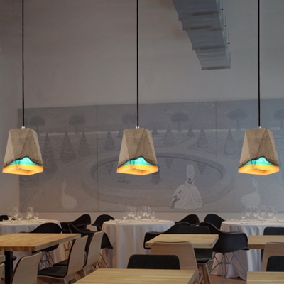 Shaded Suspension Light Simplicity Cement 1 Head Restaurant Pendant Light Fixture in Grey