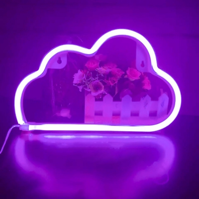 Simplicity Cloud Shaped Mini Night Lamp Rubber Kids Room Battery LED Wall Light in White