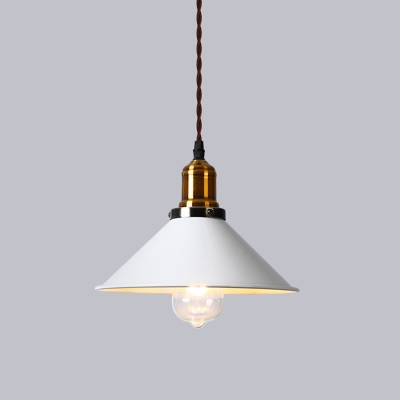Single-Bulb Hanging Lamp Vintage Conical Shade Metal Lighting Pendant for Dining Room