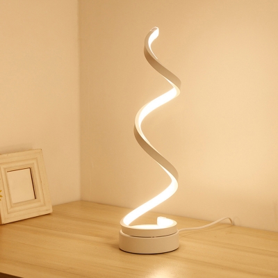 Spiral Acrylic Night Table Light Modern Integrated LED Nightstand Lamp for Bedroom