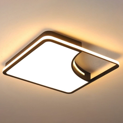 Square LED Ceiling Flush Mount Light Simple Acrylic Black Flush Mount with Sector Cutout