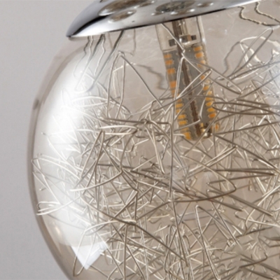Tan Glass Bubbles Multi Lamp Ceiling Light Modern 30-Light Chrome Pendant Lighting Fixture