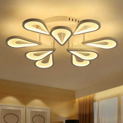Teardrop Shaped LED Ceiling Lighting Modern Acrylic Kitchen Semi Flush Mount Light Fixture in White