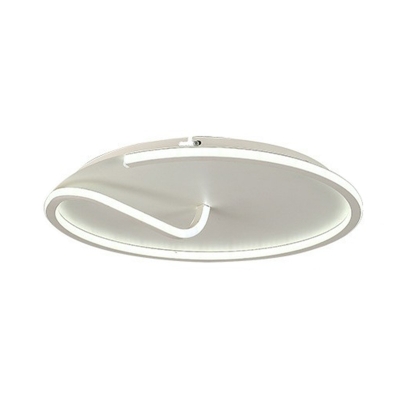 Twisted Line LED Flush Mount Lighting Modern Aluminum Bedroom Ceiling Fixture with Round Canopy