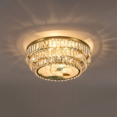 3-Tier Crystal Flushmount Ceiling Lamp Postmodern Brass Finish Flush Mount Lighting