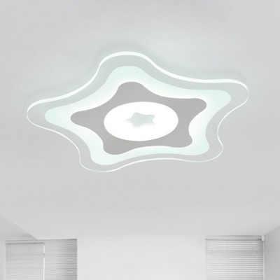 Acrylic Star Shaped Flush Mount Cartoon Clear LED Ceiling Light Fixture for Childrens Room