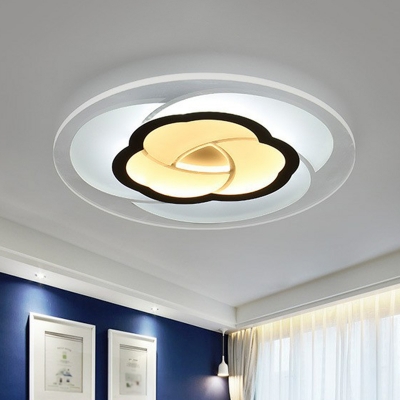 Acrylic Ultrathin Flush-Mount Light Fixture Modern Clear LED Floral Ceiling Mount Lamp