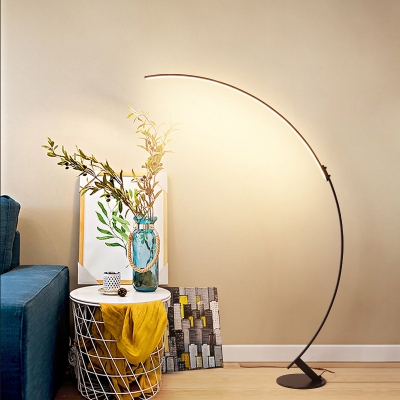 Coffee Curve LED Standing Light Minimalistic Metal Floor Lighting for Living Room