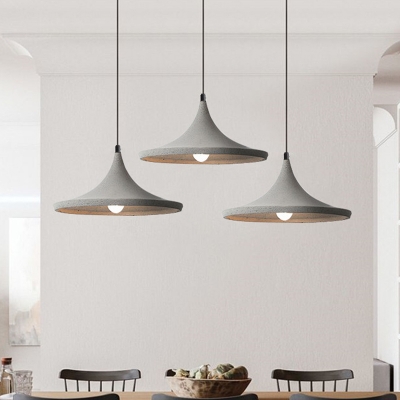 Cement Conical Suspension Light Nordic Style 1 Bulb Grey Pendant Light Fixture for Dining Room
