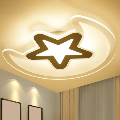 Clear Moon and Star LED Flush Light Nordic Acrylic Flush Mount Ceiling Light Fixture