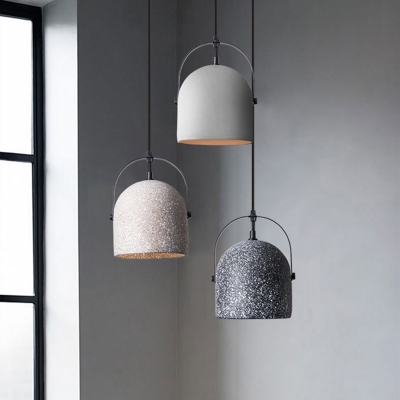 Dome Shaped Pendulum Light Nordic Concrete Single Kitchen Pendant Lamp with Handle