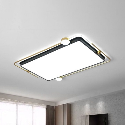 Geometric Bedroom LED Flush Ceiling Light Metal Minimalist Flushmount in Gold-Black