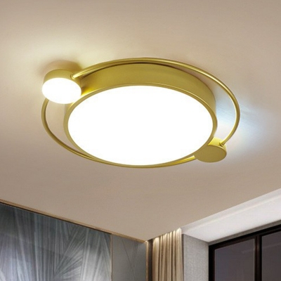 Metal Round LED Flush Mount Ceiling Fixture Minimalism Gold Flush Light with Acrylic Shade