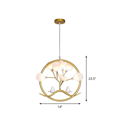 Metallic Tree Chandelier Lighting Minimalist LED Pendant Light with Firefly Shade in Gold
