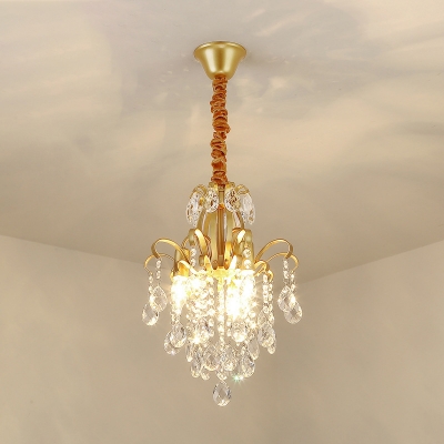 Scrolled Down Lighting Pendant Antiqued Crystal Draping Chandelier Lamp for Dining Room
