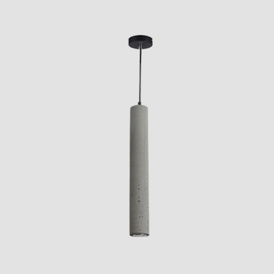 Tube Pendant Light Modern Style Cement 1 Head Dining Room Suspension Light Fixture in Grey