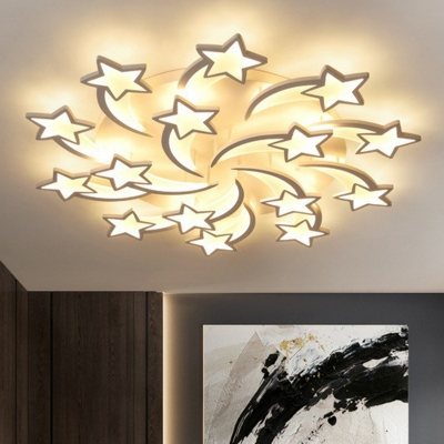 Acrylic Shooting Star Semi Mount Lighting Modernist White LED Close to Ceiling Lamp