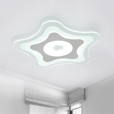 Acrylic Star Shaped Flush Mount Cartoon Clear LED Ceiling Light Fixture for Childrens Room