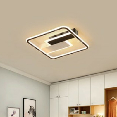 Black Geometrical Flush Mount Ceiling Fixture Modern LED Metal Flush Light for Living Room
