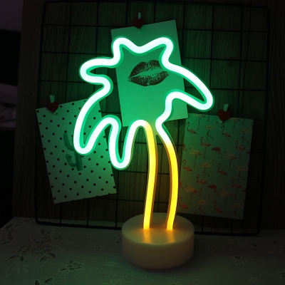 Cartoon Character Neon Night Light Plastic Child Bedside LED Table Lamp in White