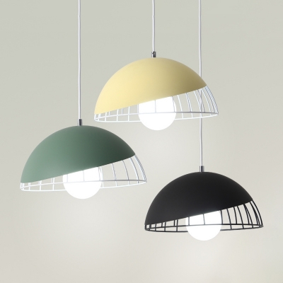 Dome Multi Light Pendant Lighting Macaron Metal 3-Light Restaurant Ceiling Lamp with Wire Detail