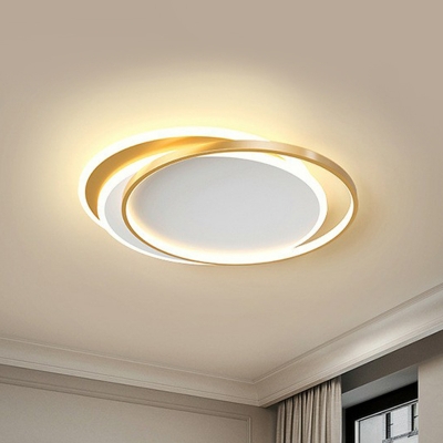 Gold Finish Geometric LED Flush Light Fixture Simplicity Metal Ceiling Flush Mount