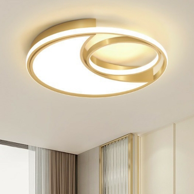 Gold Geometry Flush Mount Ceiling Fixture Minimalist LED Acrylic Flushmount Lighting
