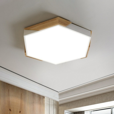Hexagon Splicing Flush Mount Lamp Nordic Wooden Kitchen LED Ceiling Mounted Light