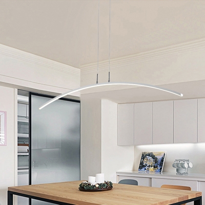 Metal Curve Shaped Hanging Island Light Simple Style LED Ceiling Suspension Lamp