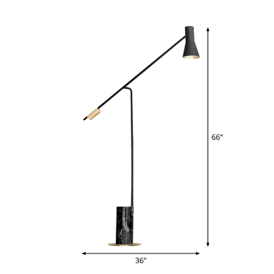 Nordic Hourglass Shaped Floor Lighting Cement Single Living Room Floor Lamp in Black