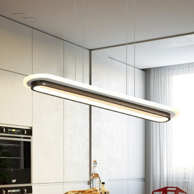 Oblong Dining Room Drop Pendant Metallic Minimalist LED Suspended Lighting Fixture