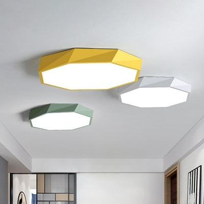 Polygon Metal LED Flush-Mount Light Fixture Macaron Flush Mount Ceiling Light for Bedroom