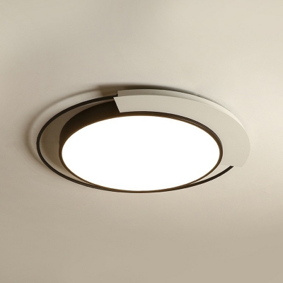 Round Metallic LED Flush Lamp Nordic Black and White Flush Mount Ceiling Light for Bedroom