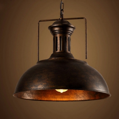 Single-Bulb Hanging Lamp Vintage Pot Lid Metal Lighting Pendant Fixture for Restaurant