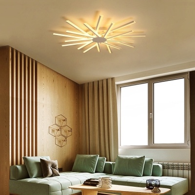 Sunburst Acrylic Flush Ceiling Light Modern White Flush Mount Led Light for Living Room