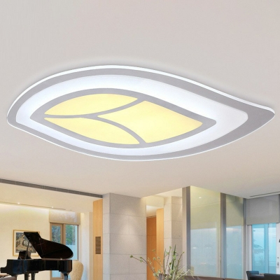 Ultrathin Leaf Shaped Acrylic Ceiling Lamp Minimalist Clear LED Flushmount Lighting