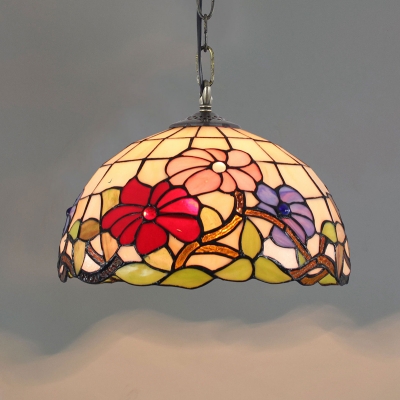 1-Light Hemisphere Ceiling Pendant Tiffany Hand Rolled Art Glass Hanging Light Fixture