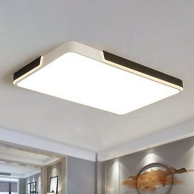Acrylic Geometric-Shape Flush Mount Lighting Simplicity Black and White LED Ceiling Fixture