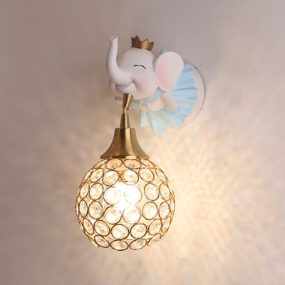 Cartoon Deer Wall Mount Lamp Resin Single Bedside Wall Sconce with Hollowed out Shade