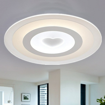 Clear Round LED Flush Mount Lighting Nordic Acrylic Ceiling Fixture with Heart Cutout