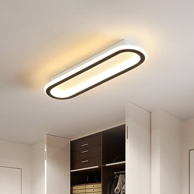 Ellipse Corridor Led Flush Mount Metal Minimalist Ceiling Light Fixture in Black