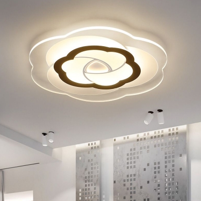 Flower LED Ceiling Mounted Fixture Modern Acrylic Clear Flush Mount Lighting for Living Room