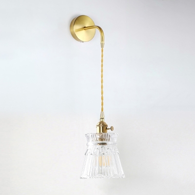 Flower Living Room Wall Hanging Light Industrial Clear Glass 1 Head Brass Wall Mounted Lamp