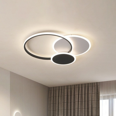 Geometrical Shaped Flush Ceiling Light Modernist Metal Black LED Flushmount Light for Bedroom
