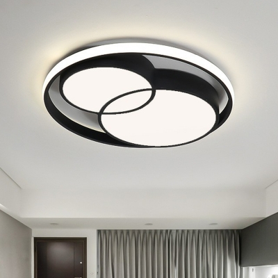 Living Room LED Flush Light Contemporary Black Ceiling Flush Mount with Round Acrylic Shade