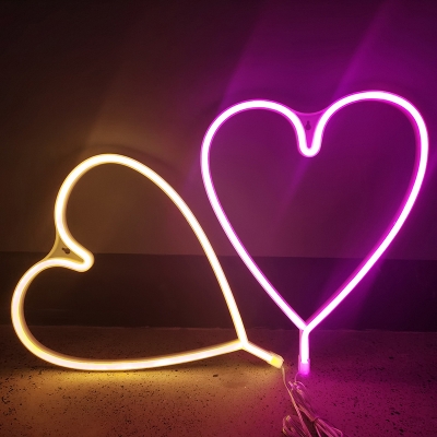Loving Heart Wall Night Lamp Minimalist Plastic White Battery LED Festive Light for Room