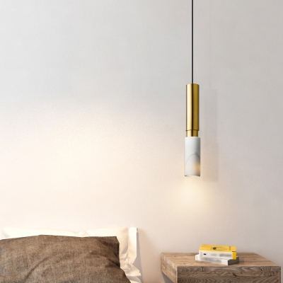 Marble Tube Hanging Pendant Light Postmodern Single-Bulb Spotlight for Dining Room