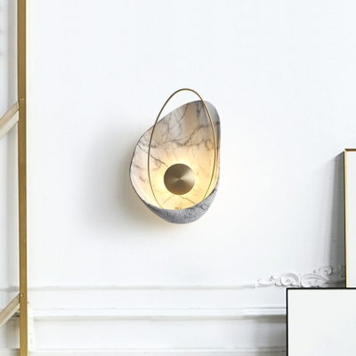 Minimalistic Shell Sconce Lighting Resin Living Room LED Wall Light Fixture with Metallic Ellipse