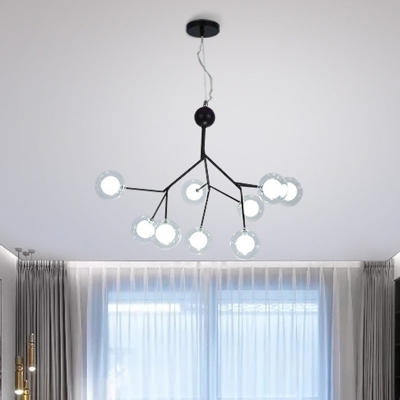 Simplistic Ball Shade Chandelier Pendant Light Metallic Living Room LED Hanging Light