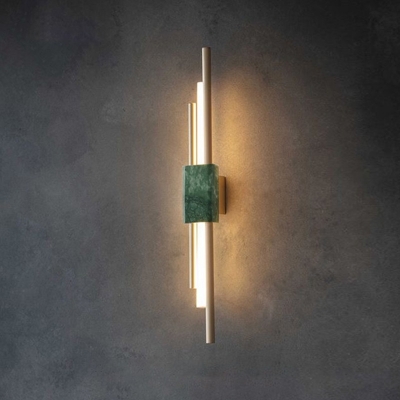 Stick Shaped LED Wall Mounted Light Simplicity Acrylic Living Room Wall Sconce with Marble Decor in Green